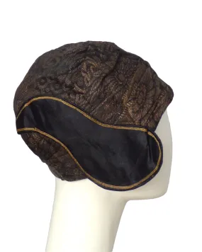 1920s Gold & Black Brocade Cloche