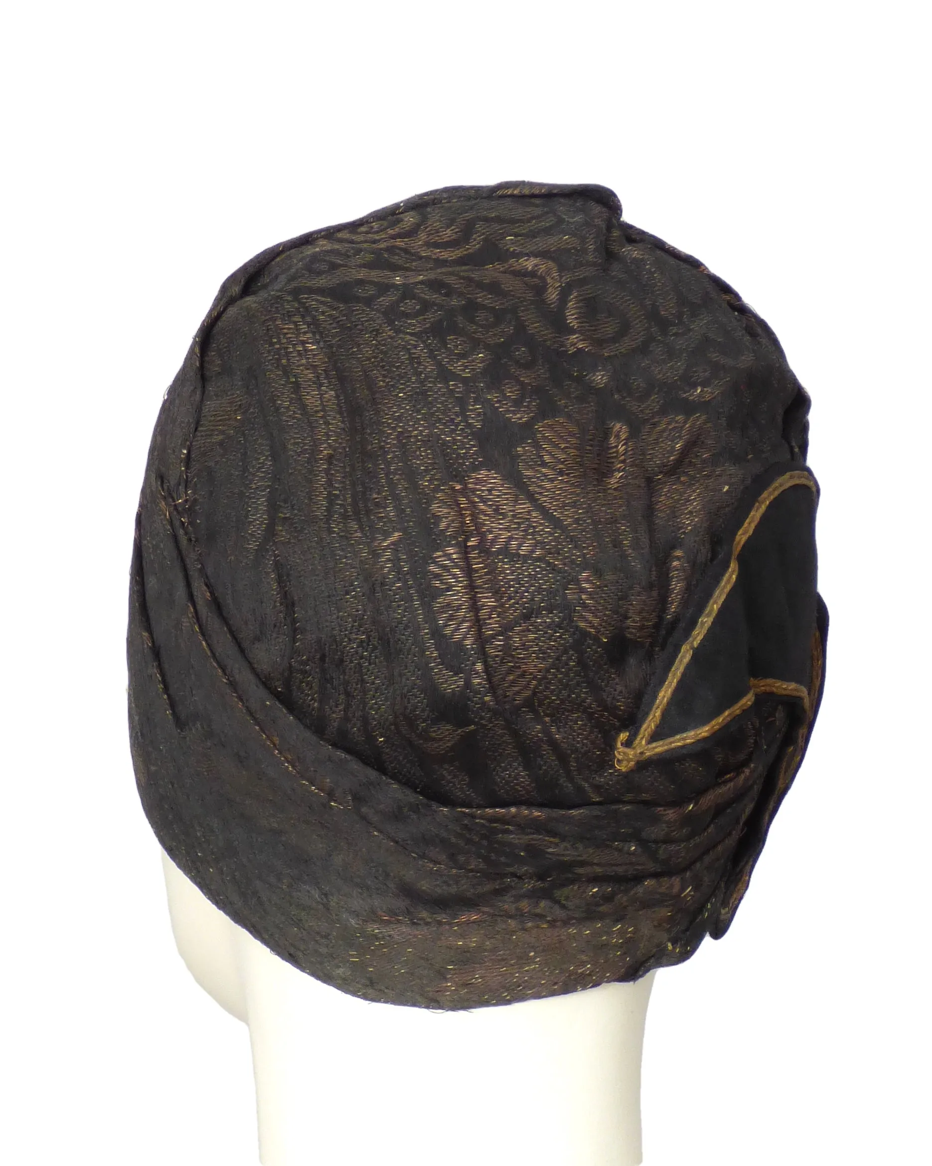 1920s Gold & Black Brocade Cloche