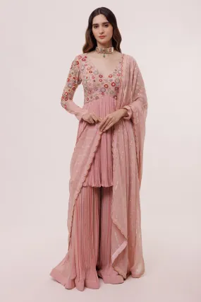 50Z856-RO Pink Peplum Georgette Suit Set