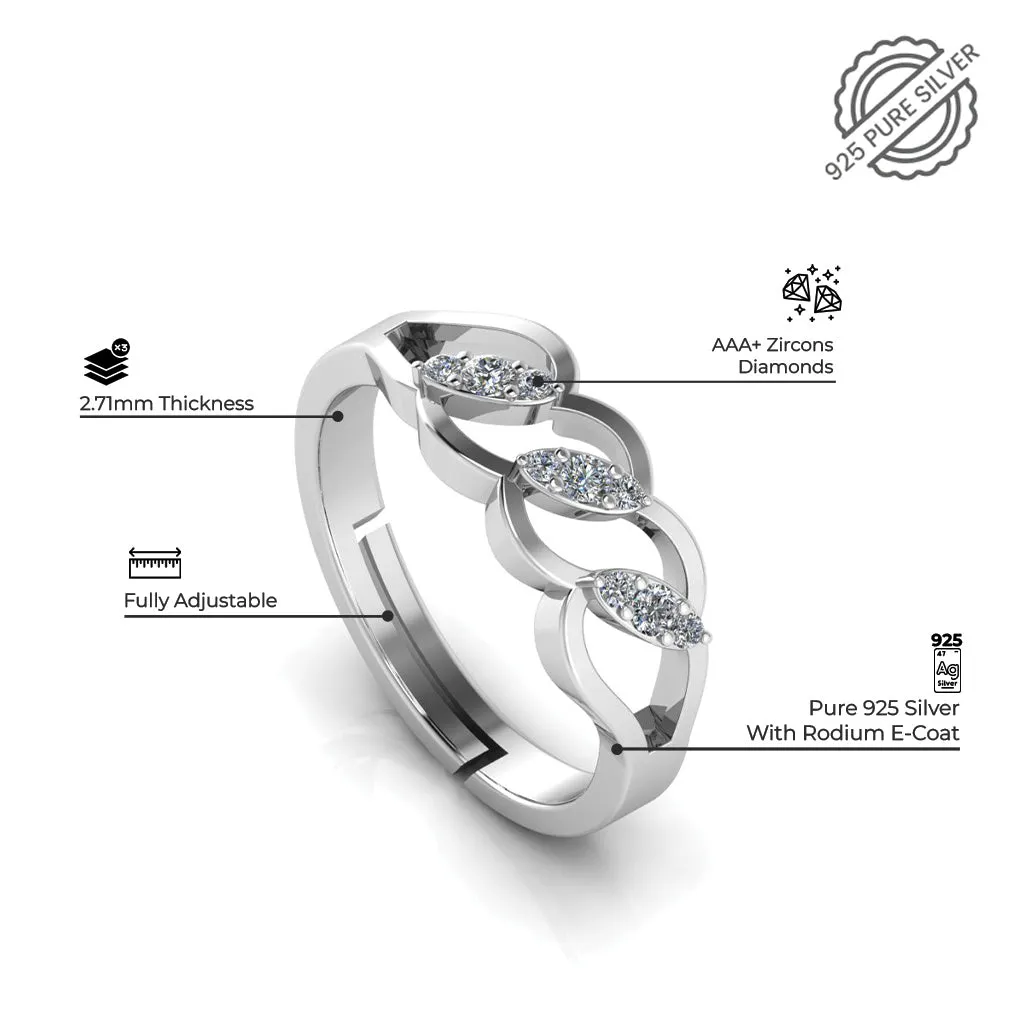 925 Pure Sterling Silver  Designer Zircon and Stardom Mens Couple's Ring