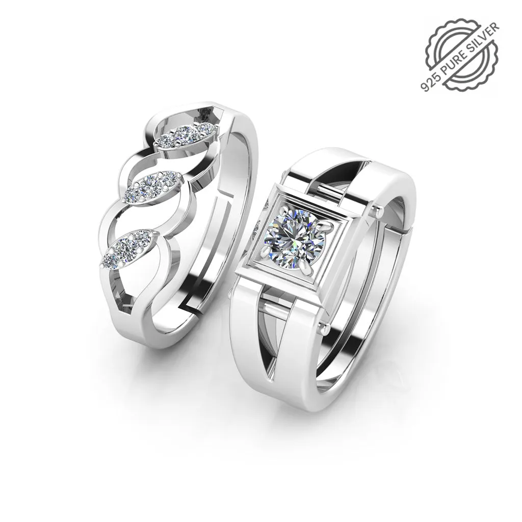 925 Pure Sterling Silver  Designer Zircon and Stardom Mens Couple's Ring