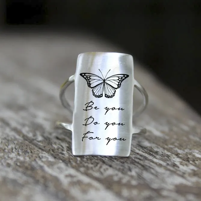 925 Silver Inspirational Ring Be you Do you For you/It's Never Too Late/I More You More Motivational Jewelry