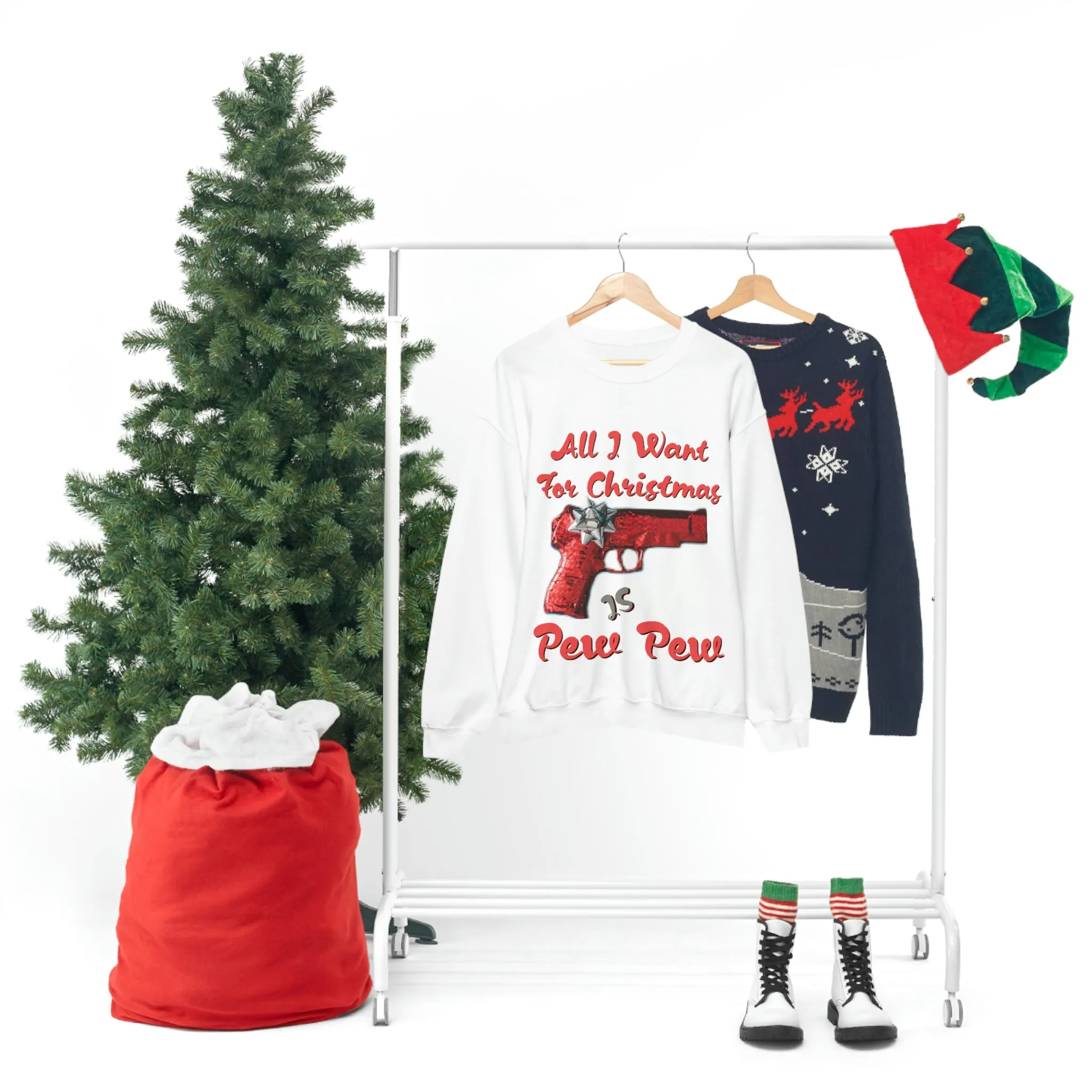 All I Want For Christmas Is Pew Pew Gun Sweatshirt