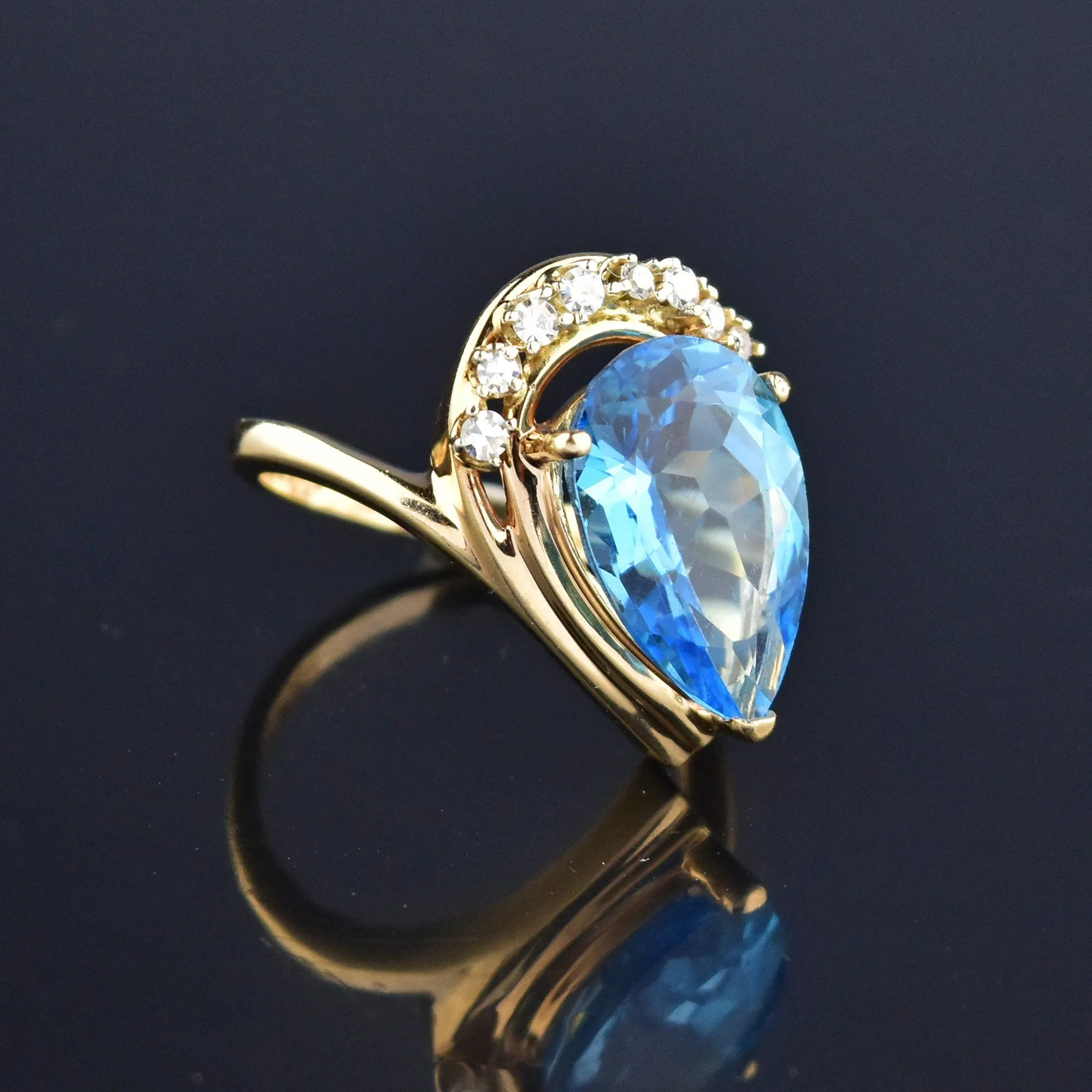 Alwand Vahan Blue Topaz Diamond 14K Gold Ring