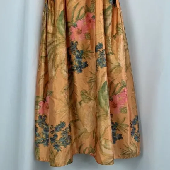 Anthropologie NWT Orange Print Pleated Bodice Dress