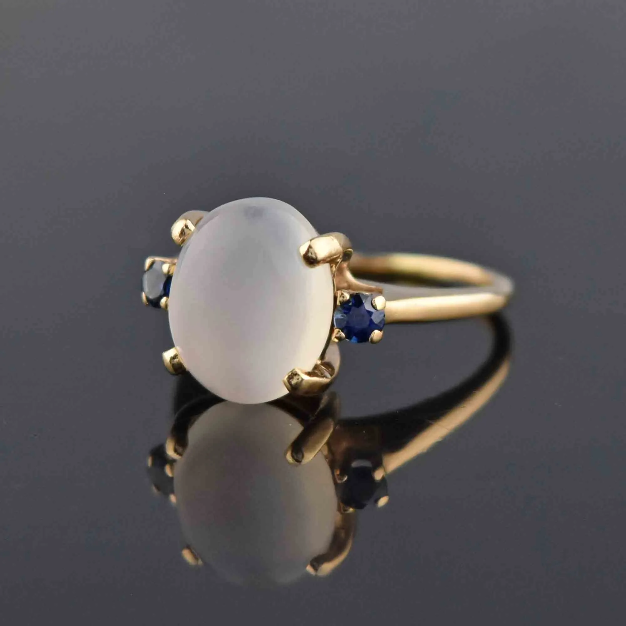 Art Deco 14K Gold Sapphire & Moonstone Ring