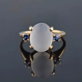 Art Deco 14K Gold Sapphire & Moonstone Ring