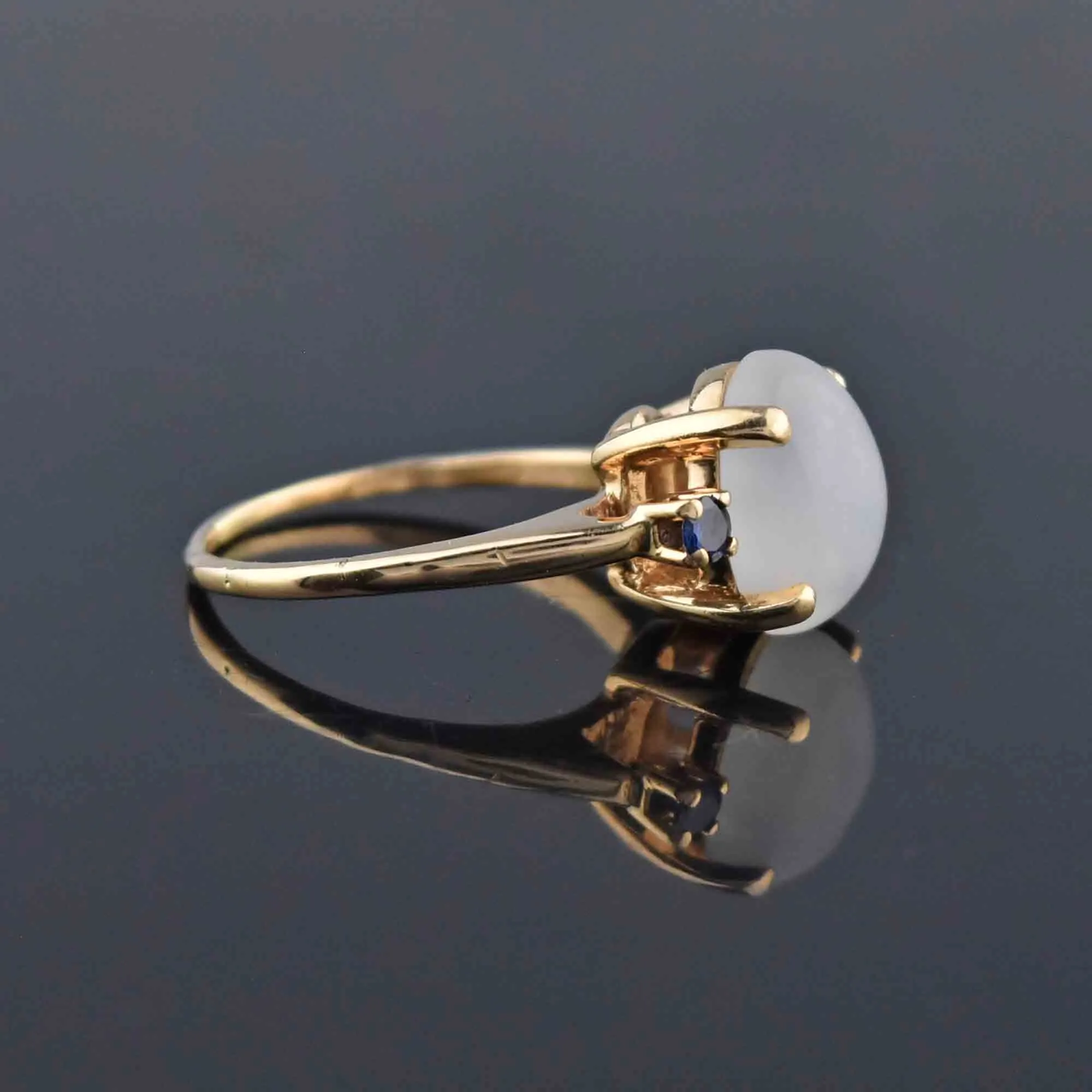 Art Deco 14K Gold Sapphire & Moonstone Ring