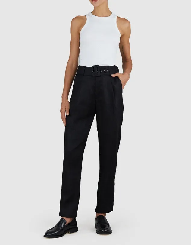 Azure Linen Pant - Black