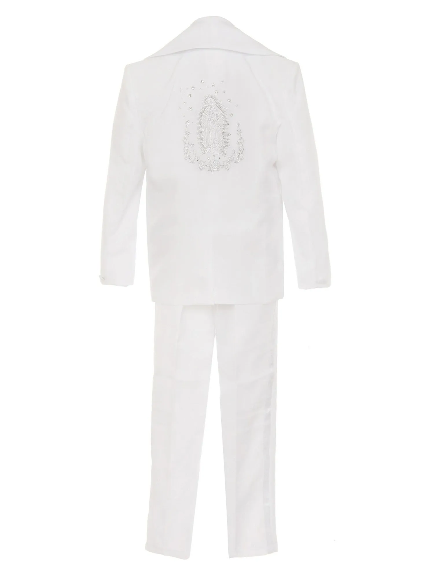 Baby Boys White 6-pc Silver Virgin Mary Embroidery Baptism Suit 3-24M