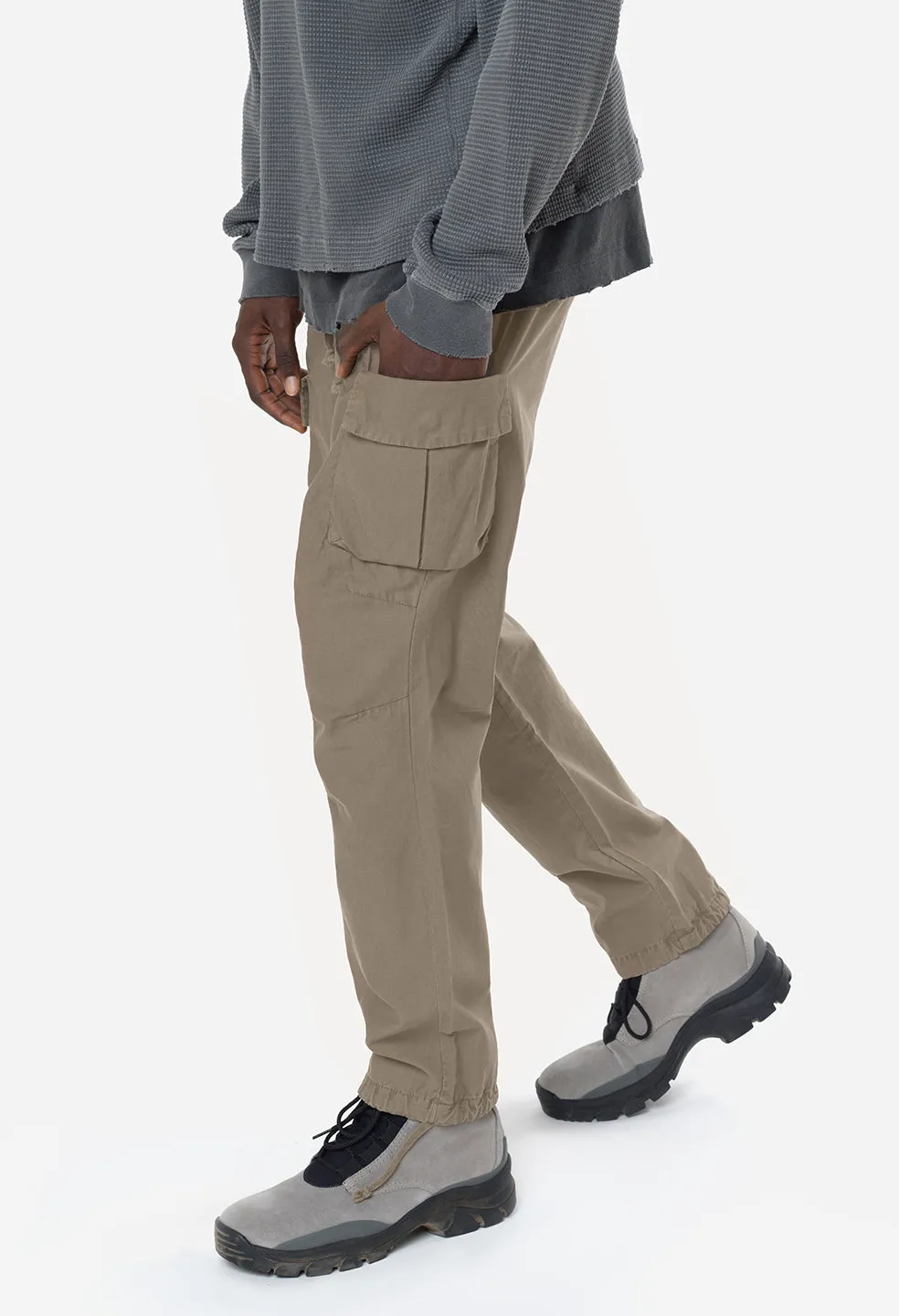 Back Sateen Cargo Pants / Tan