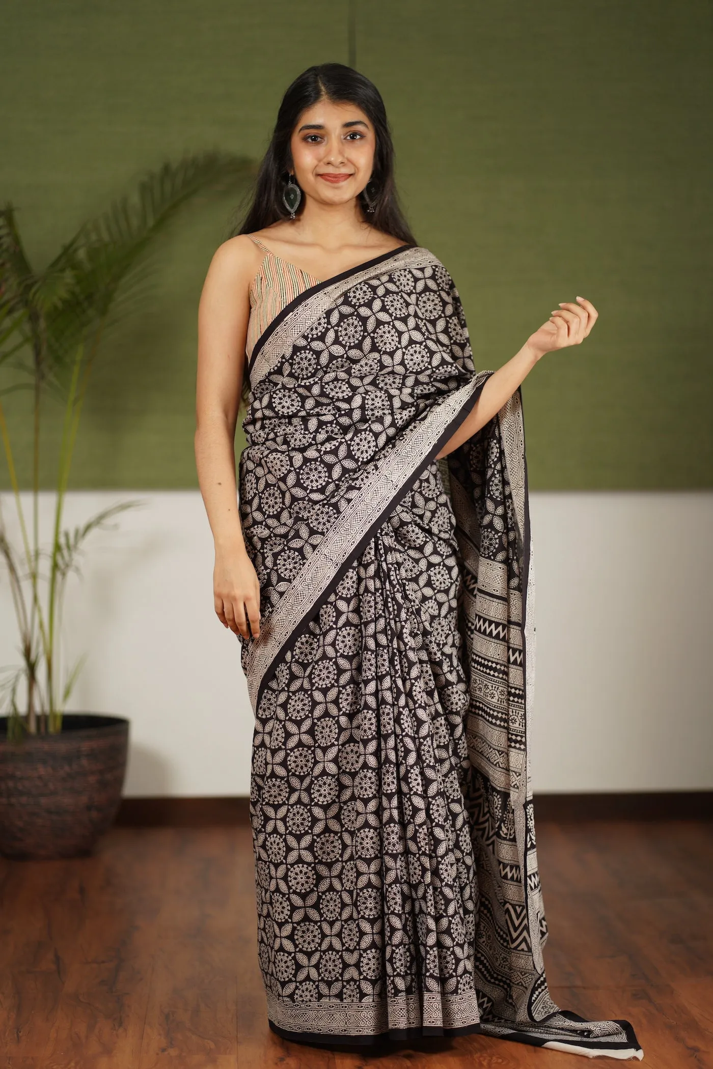 Bagh Hand Block Printed Cotton Saree