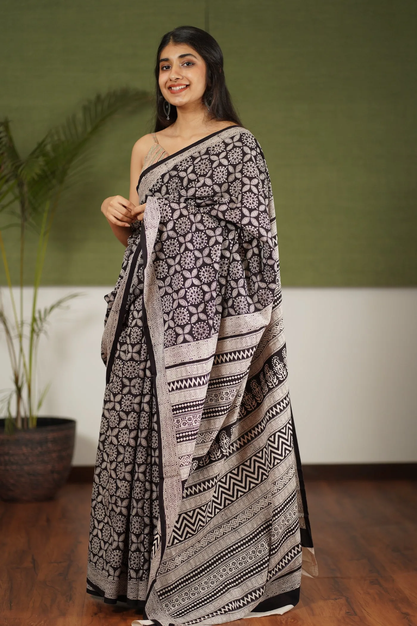 Bagh Hand Block Printed Cotton Saree