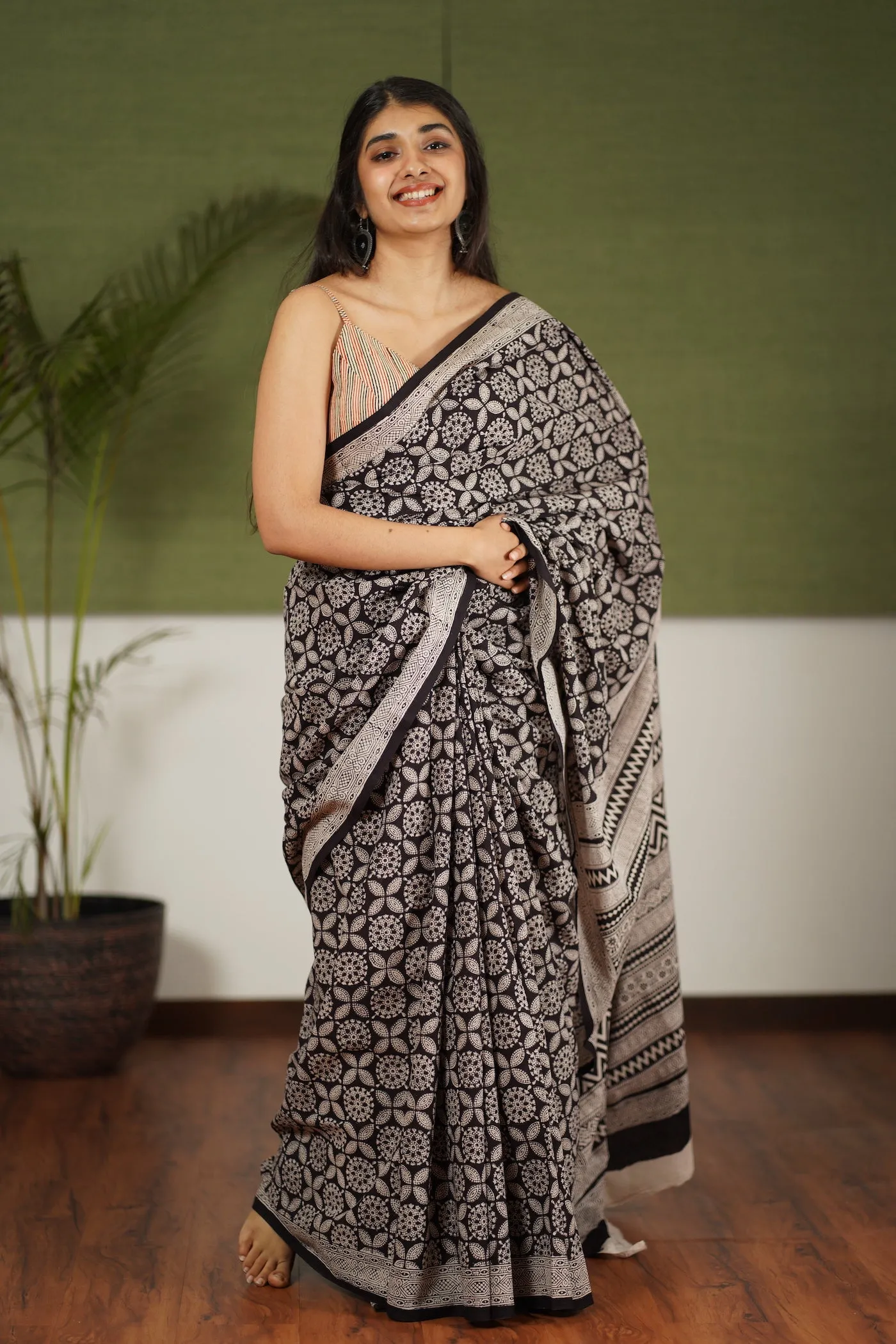 Bagh Hand Block Printed Cotton Saree