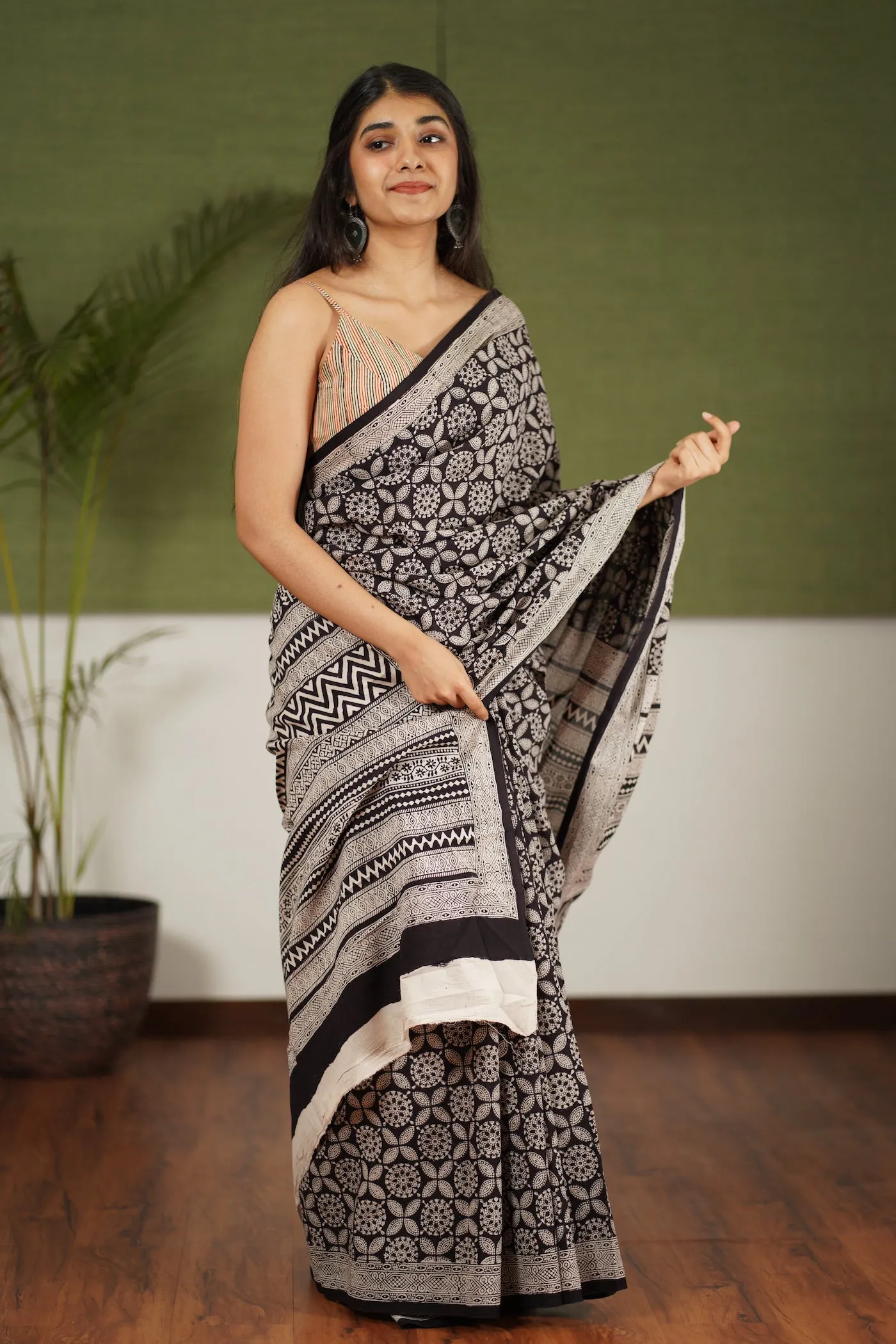 Bagh Hand Block Printed Cotton Saree