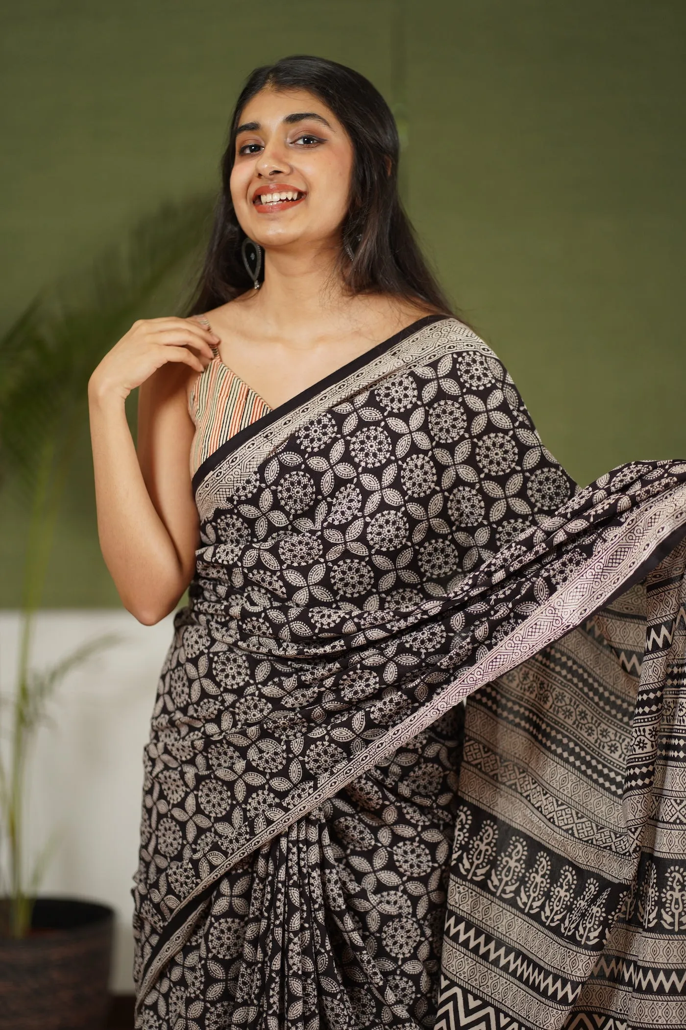 Bagh Hand Block Printed Cotton Saree