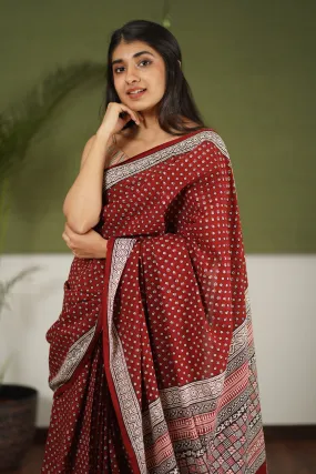 Bagh Hand Block Printed Cotton Saree