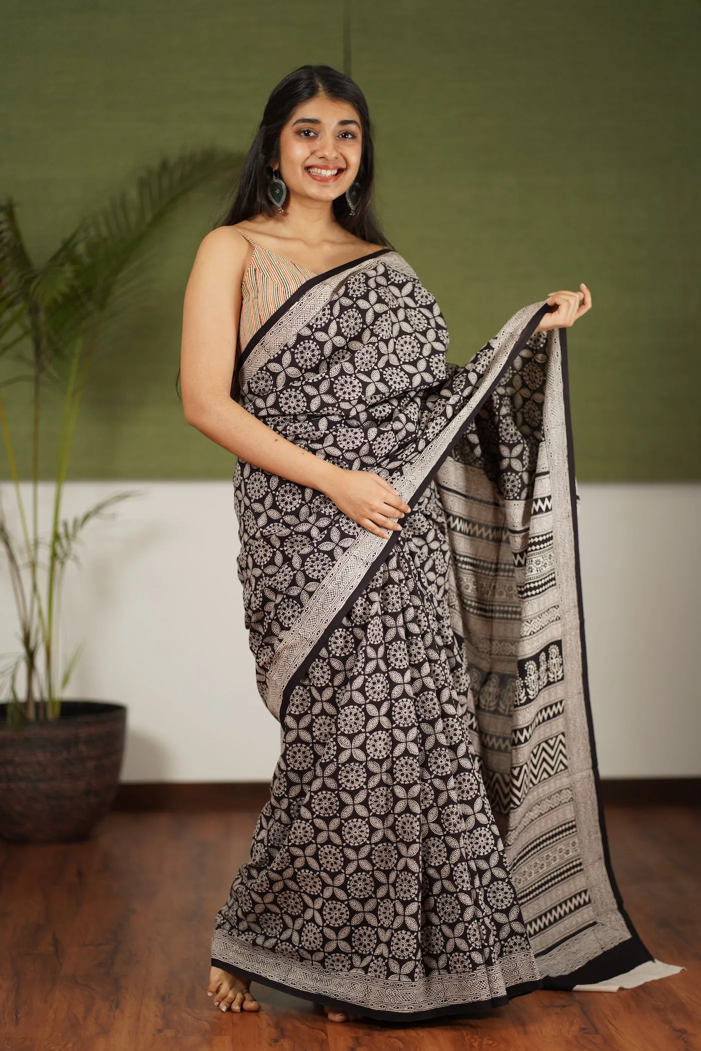 Bagh Hand Block Printed Cotton Saree