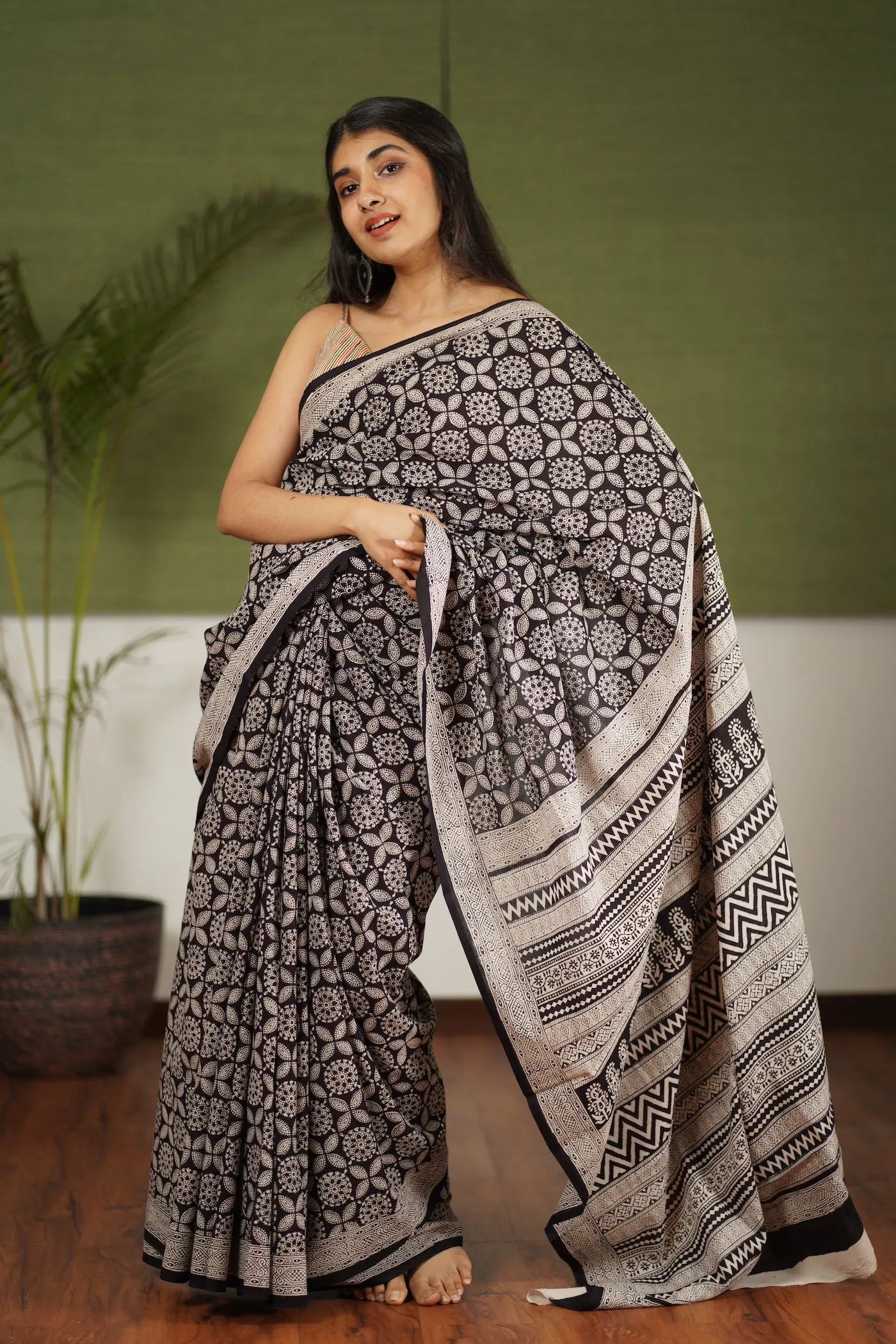 Bagh Hand Block Printed Cotton Saree