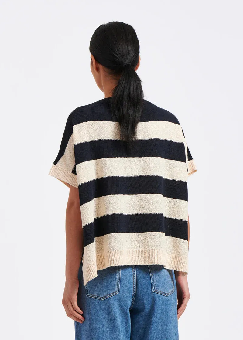 BARCELO SHORT SLEEVE STRIPED SWEATER - HUMILITY