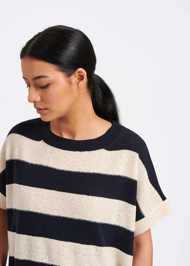 BARCELO SHORT SLEEVE STRIPED SWEATER - HUMILITY