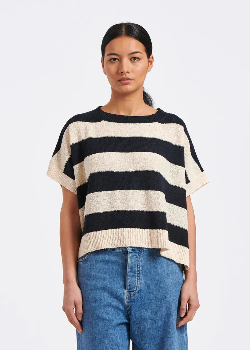 BARCELO SHORT SLEEVE STRIPED SWEATER - HUMILITY