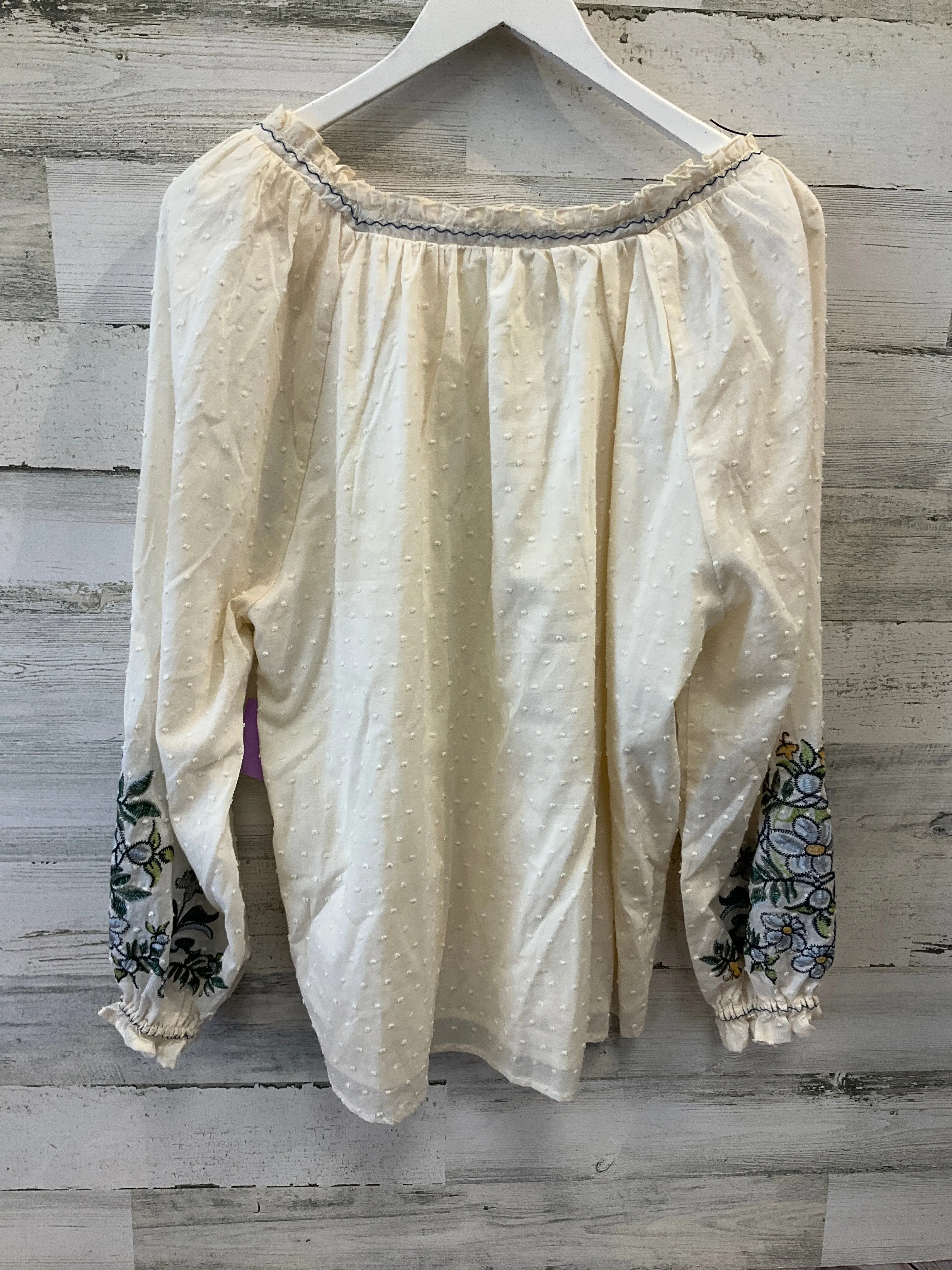 Beige Top Long Sleeve Clothes Mentor, Size 12