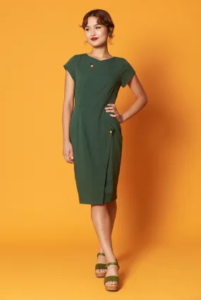 Belluci Bottle Green Linen Dress