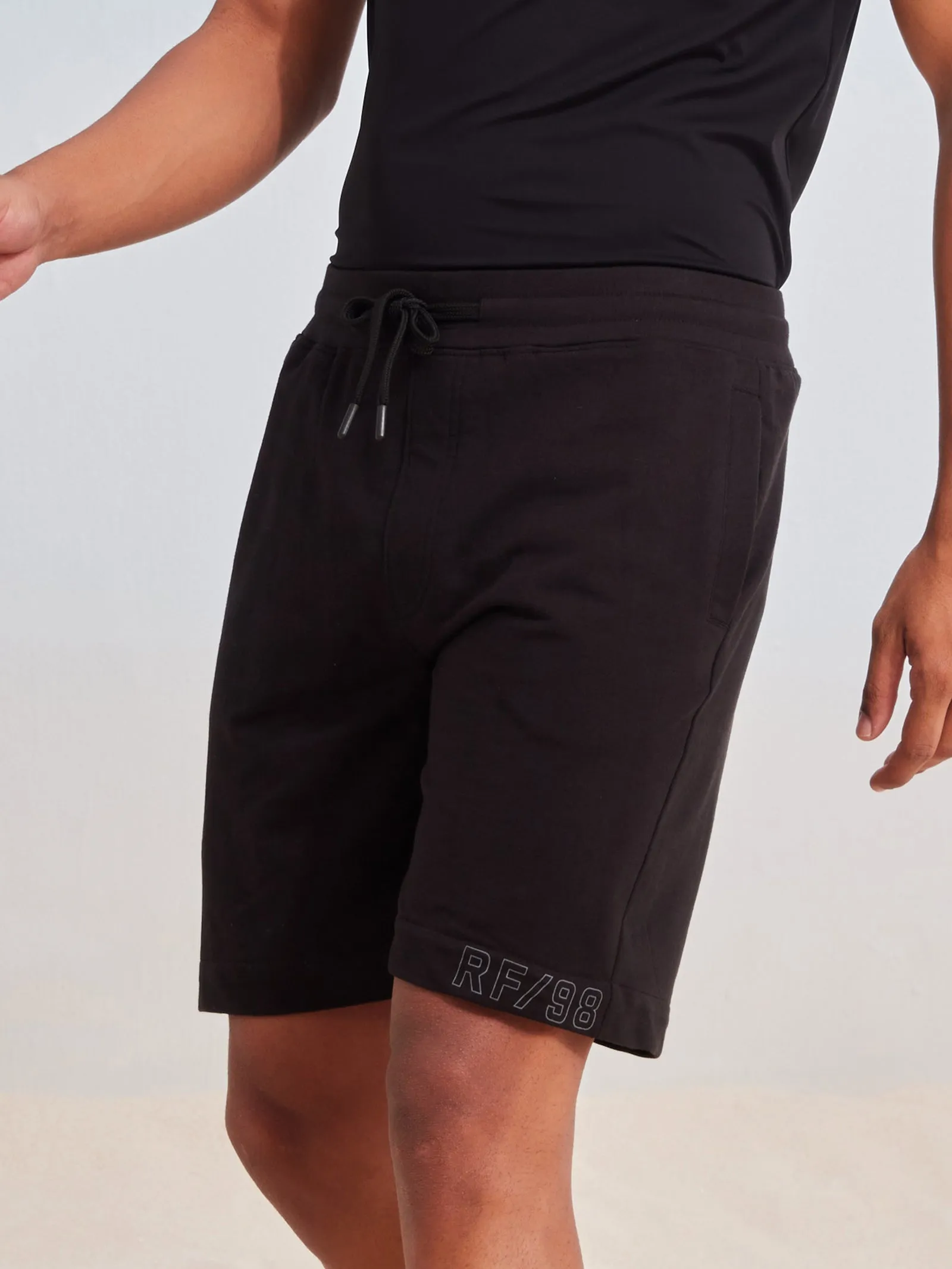 Black Solid Knitted Shorts