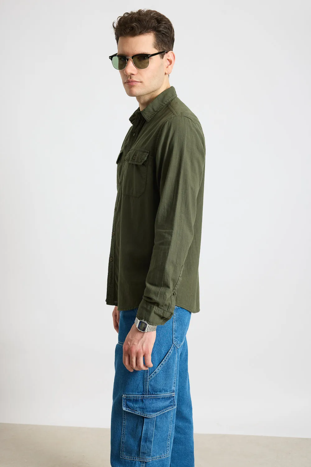 Blaze Olive Solid Men's Shirt