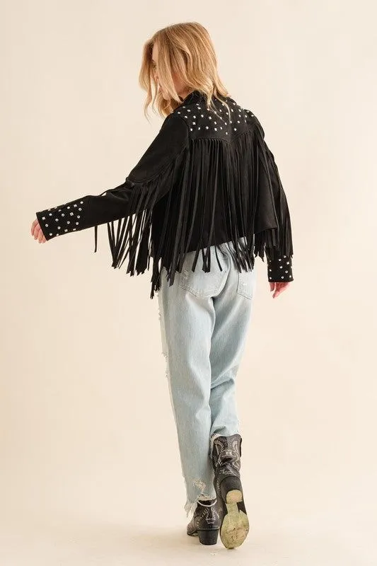 Blue B | Studded Fringe Open Western Jacket