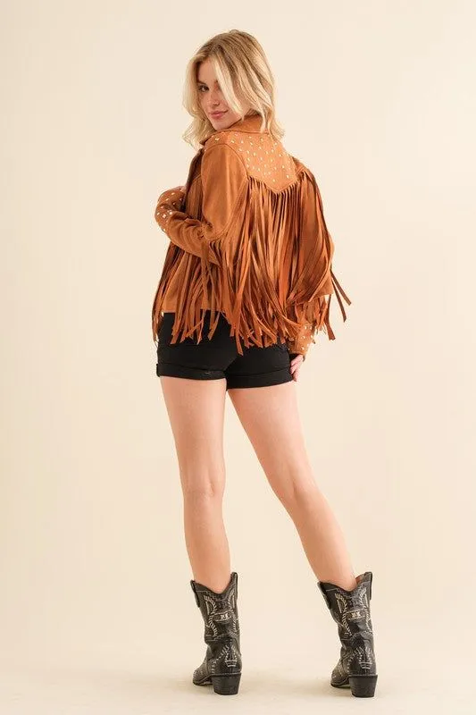 Blue B | Studded Fringe Open Western Jacket