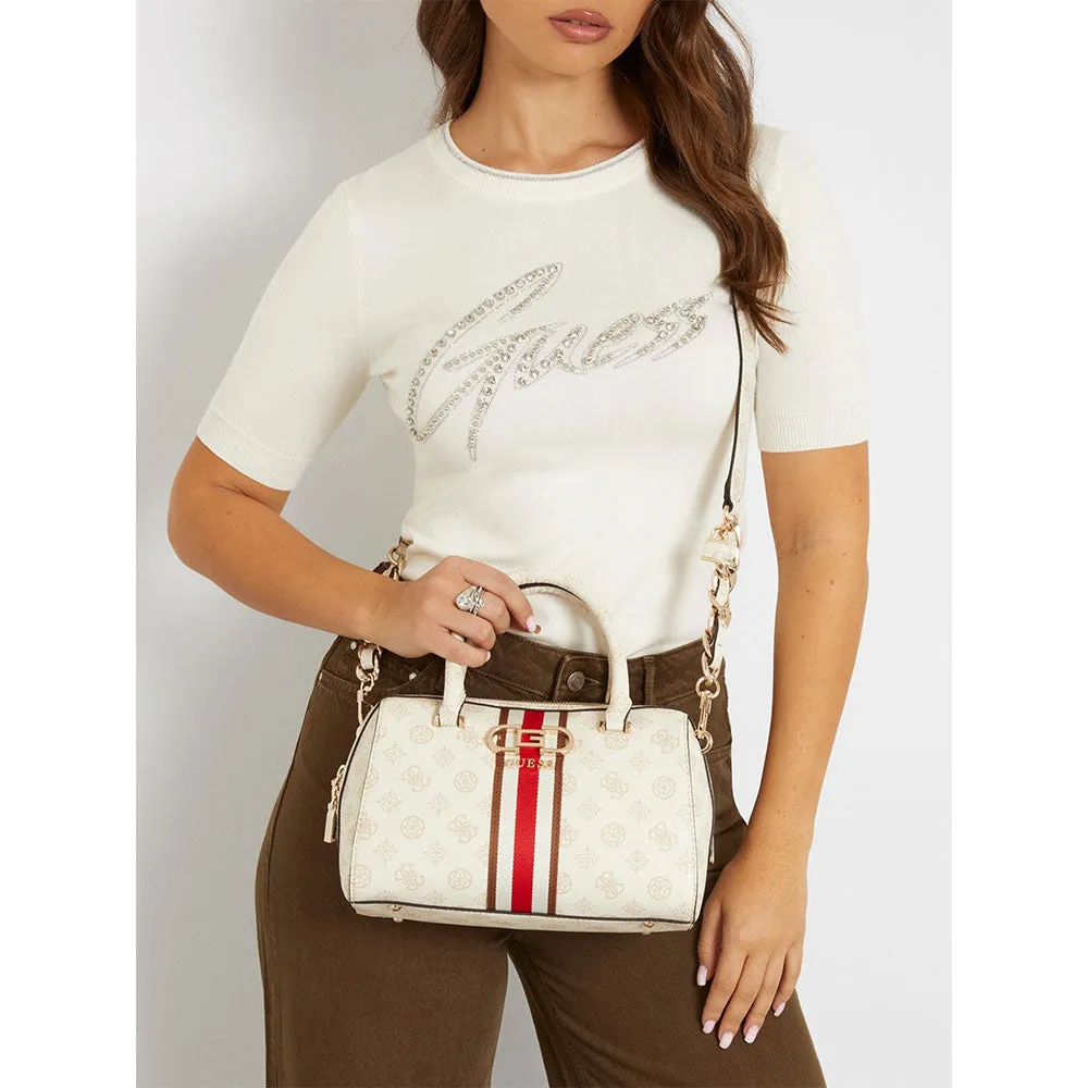 Borsa Donna a Mano a Bauletto GUESS Linea Nelka Colore Cream Logo