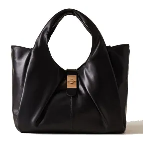 Borsa Donna a Mano Media BORBONESE linea Cortina in Pelle di Vitello Nappato Nero