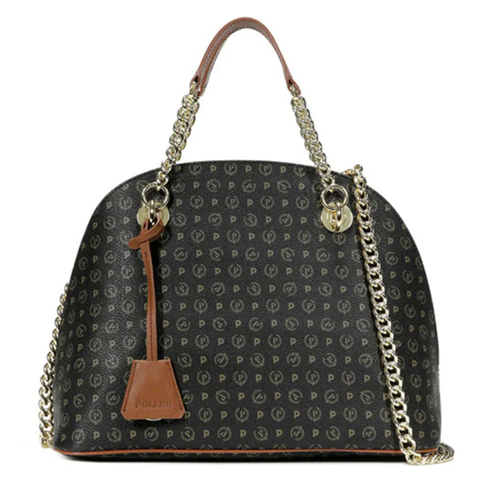 Borsa Donna a Mano POLLINI Linea Heritage Logo Classic Nero e Marrone