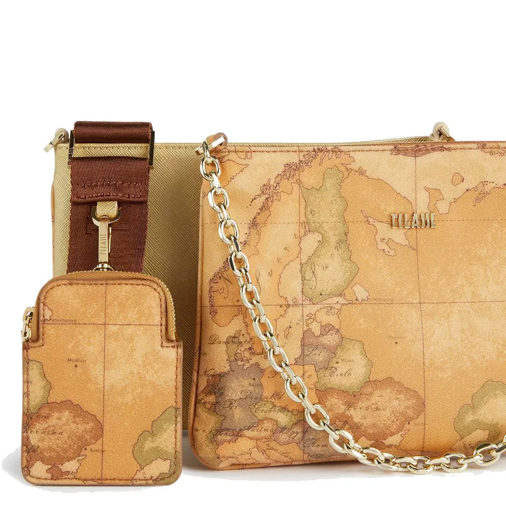 Borsa Donna a Tracolla 1A Classe Alviero Martini linea Glam Twist stampa Geo Classic e Oro GZ43