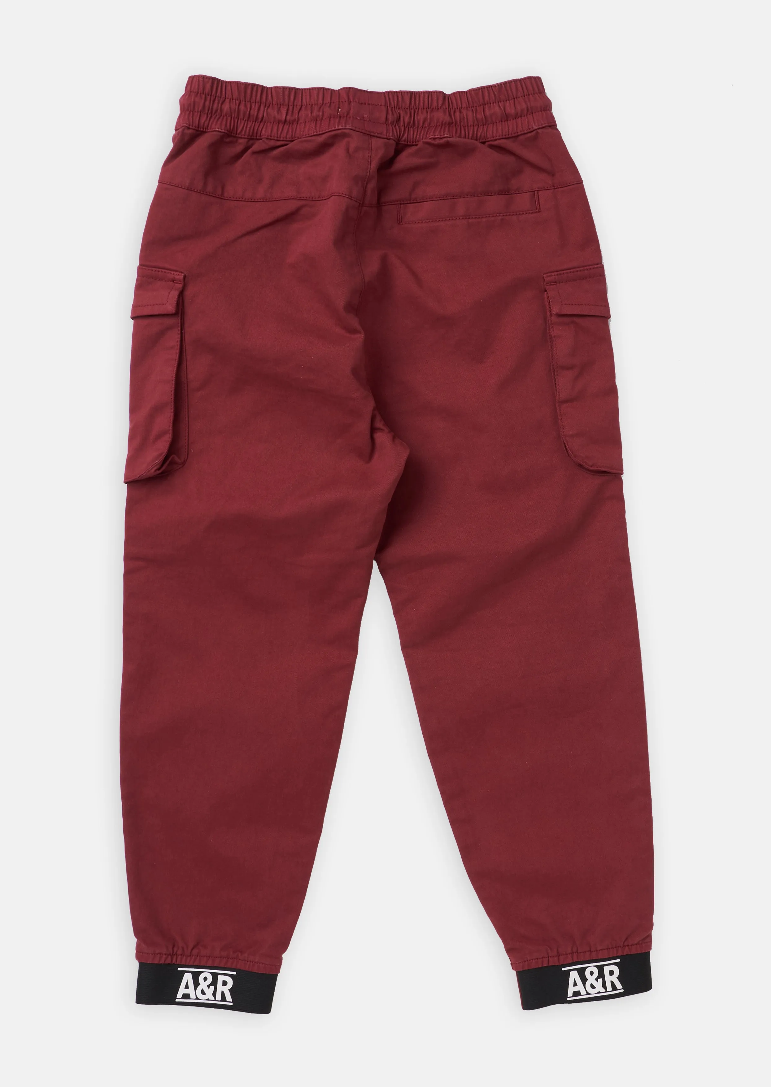 Boys Solid Red Cargo Joggers