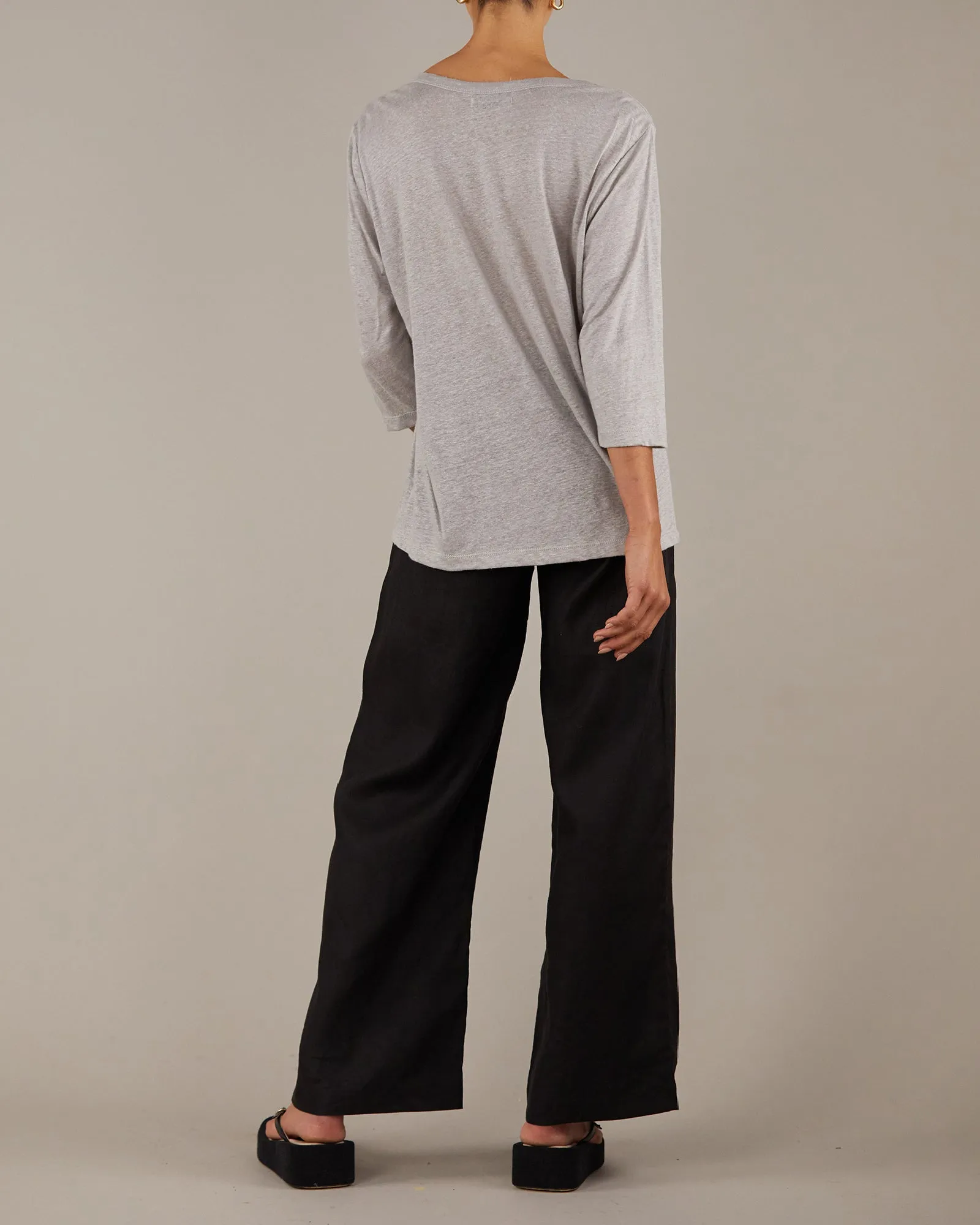 Bronte Linen Jersey Top - Grey