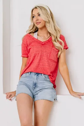 Burnout Melange Pocket Top | Red