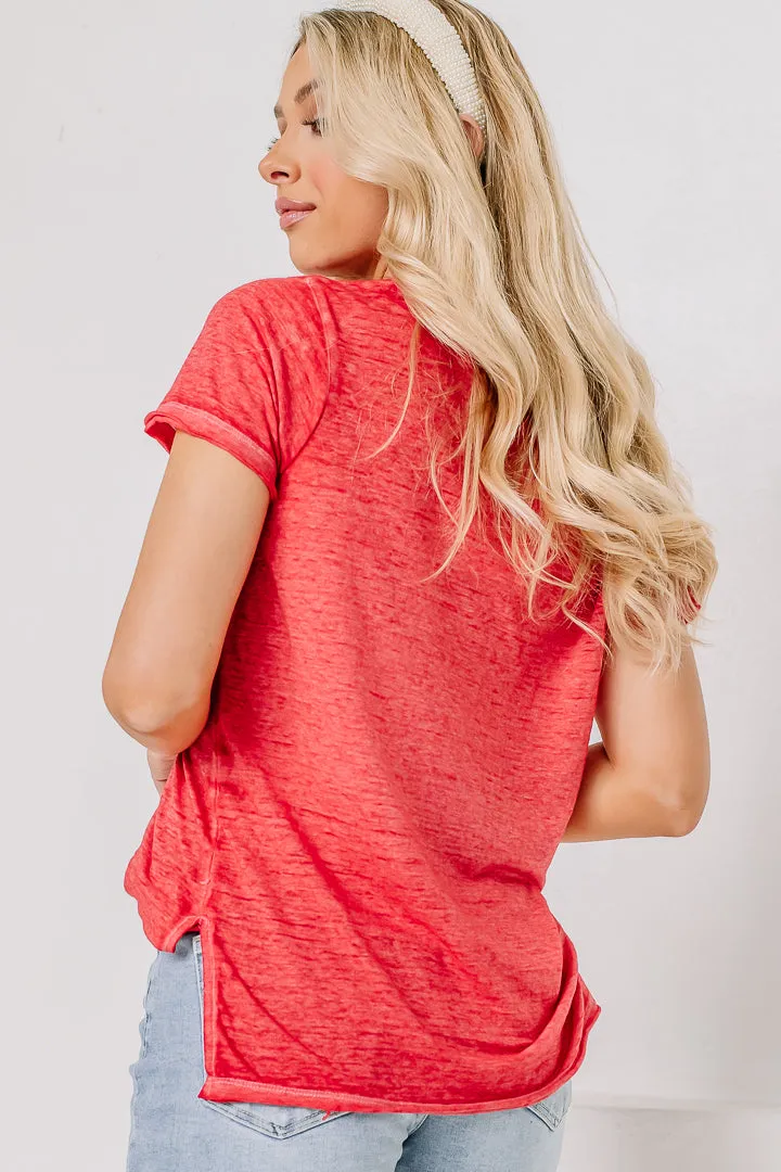 Burnout Melange Pocket Top | Red