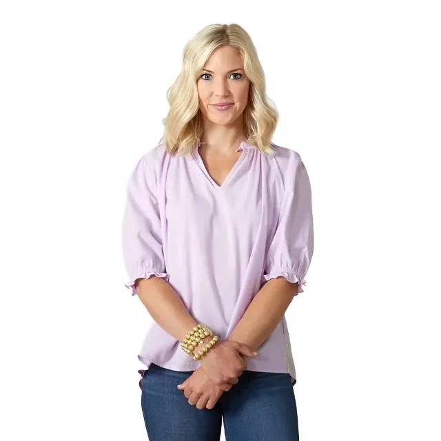 Caryn Lawn Erin Linen Top - Lavender - One Size