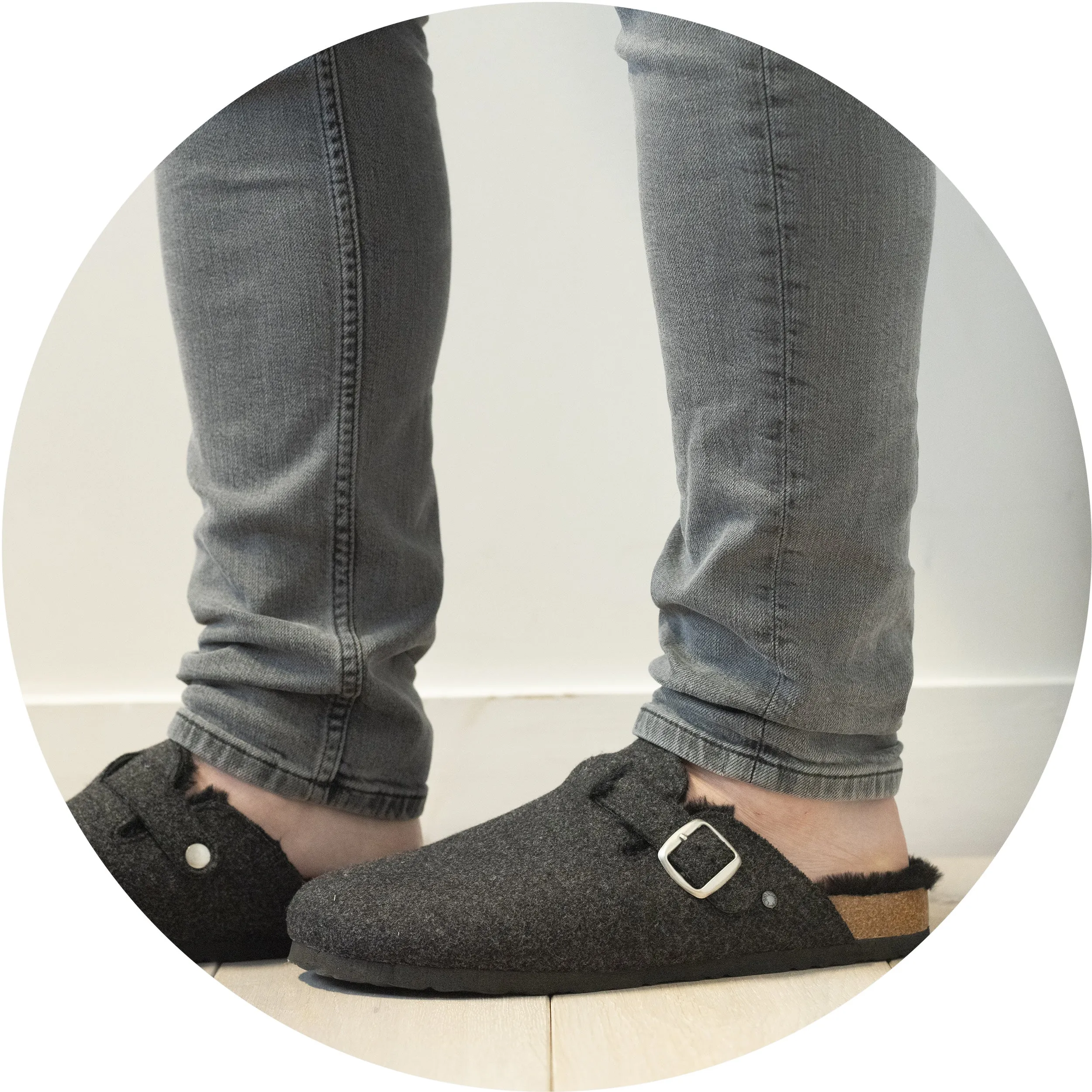 Chaussons sabots Homme Gris Chiné Liège