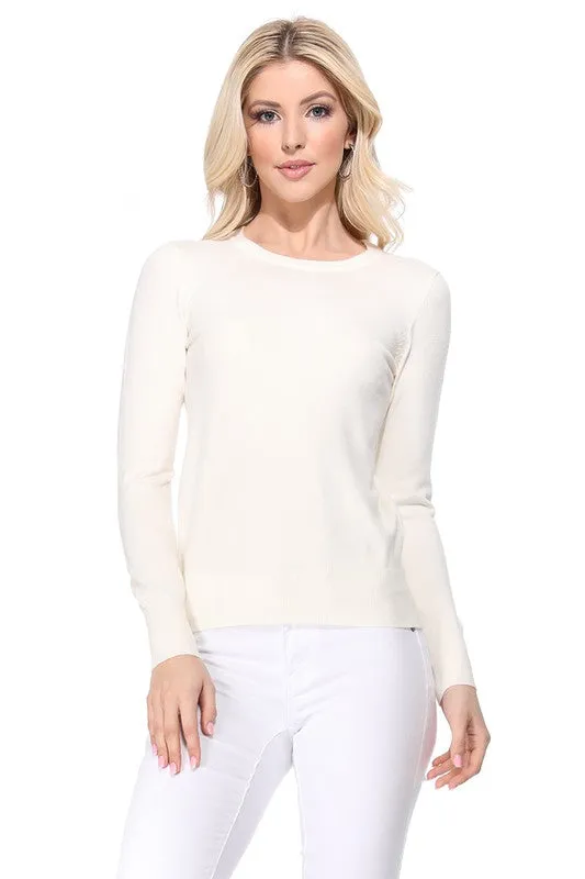 Crew Neck Long Sleeve Light Basic Casual Knit Top