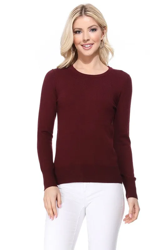 Crew Neck Long Sleeve Light Basic Casual Knit Top