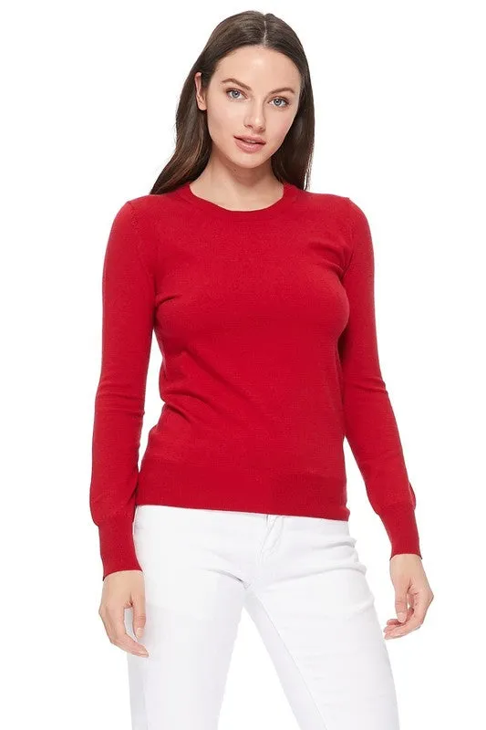 Crew Neck Long Sleeve Light Basic Casual Knit Top