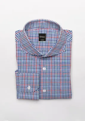 Crisp Multi Blue Green Performance Stretch Gingham Shirt - Wrinkle Free