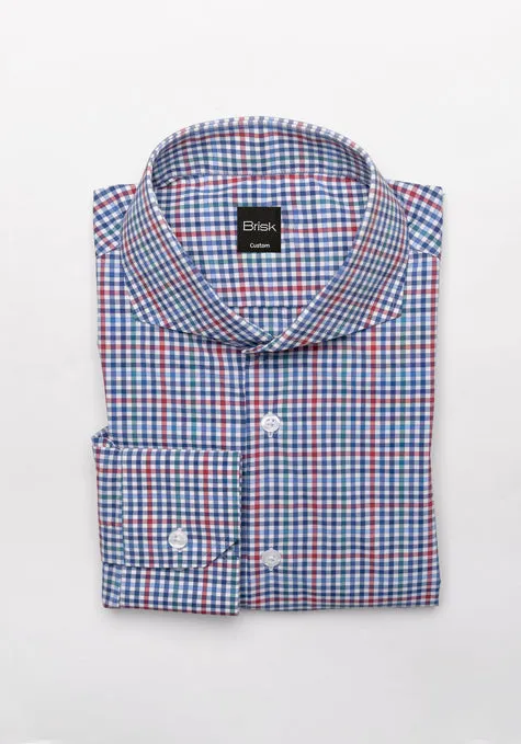 Crisp Multi Blue Green Performance Stretch Gingham Shirt - Wrinkle Free