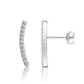 Curved Bar Ear Crawler Earrings Sterling Silver