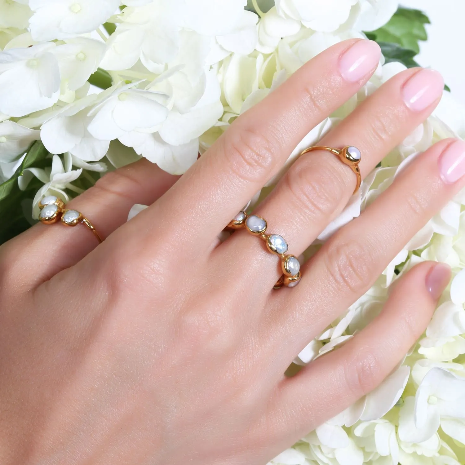 Daisy Eternity Raw Pearl Ring