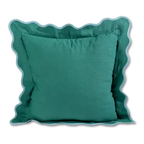 Darcy Linen Pillow - Green   Aqua